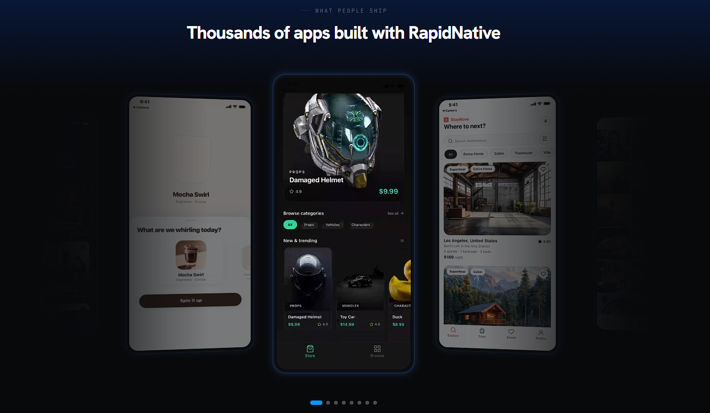 RapidNative app showcase — mobile app UI mockups
