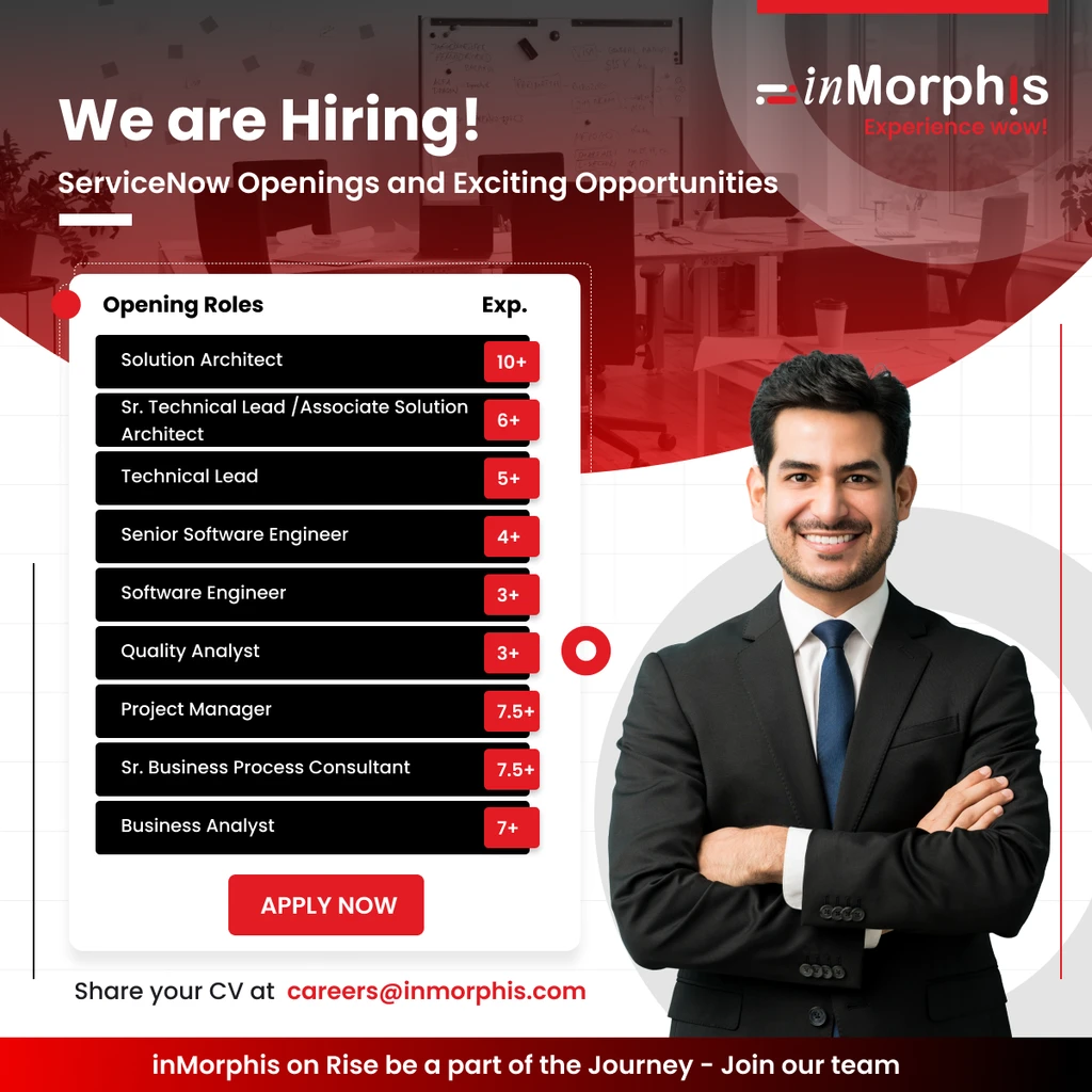 We are Hiring recruitment campaign for inMorphis